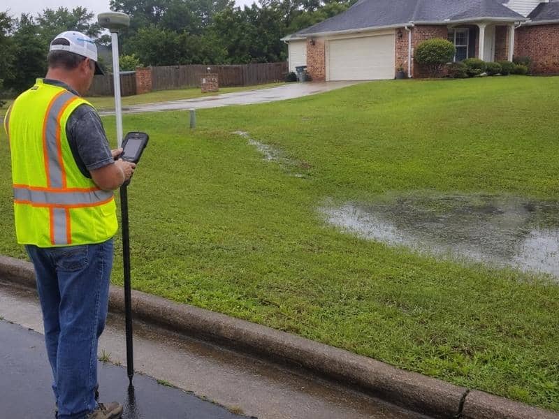 Topographic Surveys showing land elevation and drainage patterns for a residential property in Columbus GA