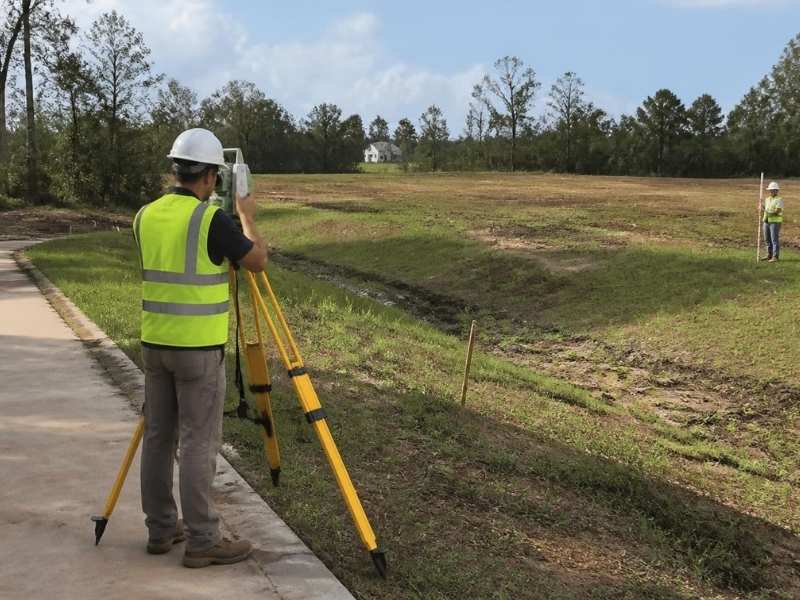 Elevation survey in Columbus GA measuring ground levels, slopes, and drainage conditions before site improvements.
